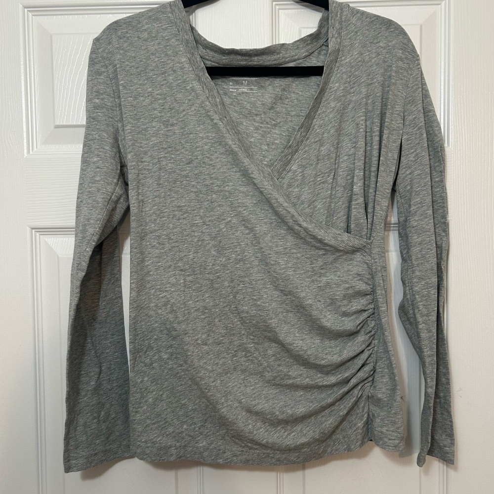 GAP Heather Gray Wrap Blouse